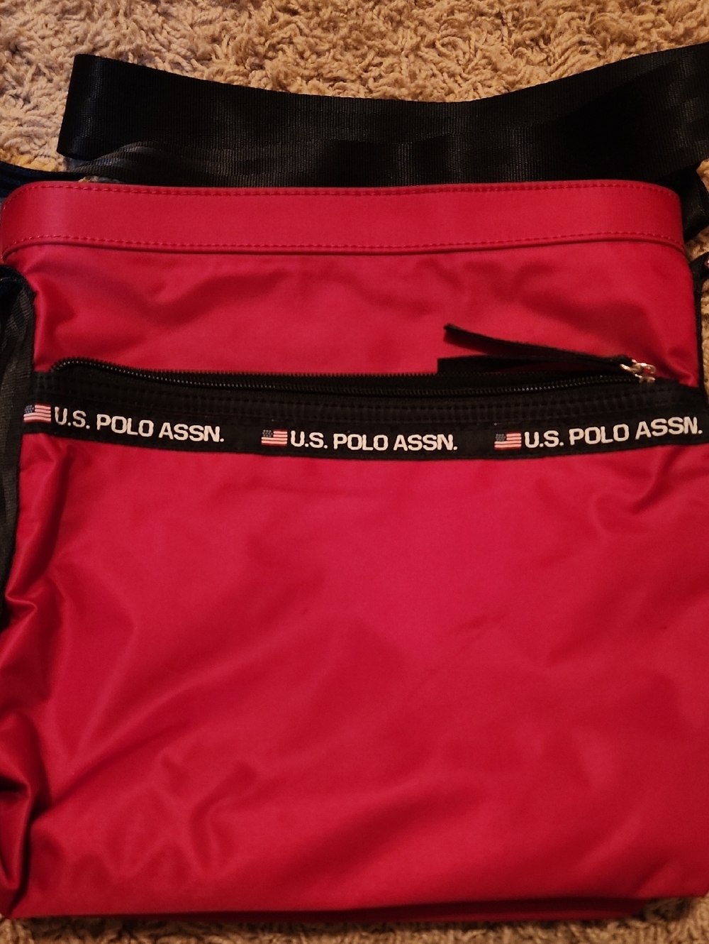 U.S. Polo Assn. Red Crossbody Bag with Black Trim